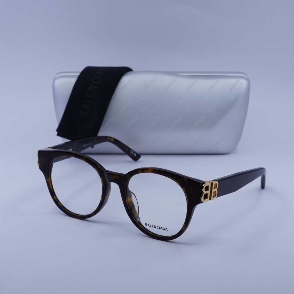 Balenciaga BB0173O 002 Round Eyeglasses 51mm - Dark Havana